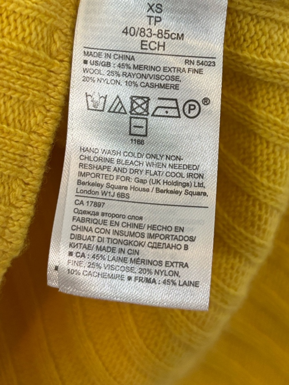 Banana Republic x Filpucci Ribbed Crew Neck Wool Blend Sweater in Yellow XS - Picture 4 of 5
